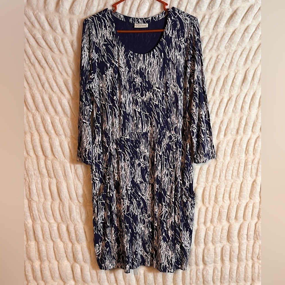 Vintage Maid in India gorgeous, cobalt, blue and white dress size small